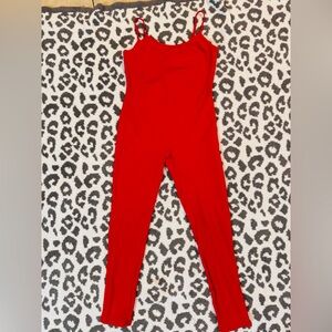 Red Sleeveless Jumpsuit